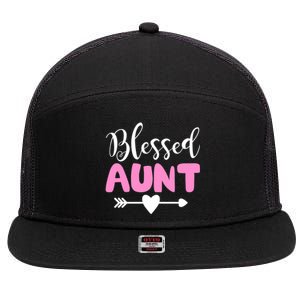 Cute Blessed Aunt Auntie Gift Funny Aun Gift 7 Panel Mesh Trucker Snapback Hat