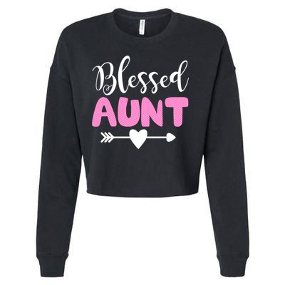 Cute Blessed Aunt Auntie Gift Funny Aun Gift Cropped Pullover Crew