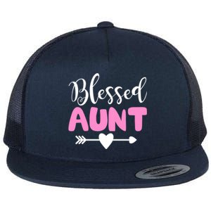 Cute Blessed Aunt Auntie Gift Funny Aun Gift Flat Bill Trucker Hat