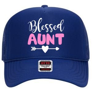 Cute Blessed Aunt Auntie Gift Funny Aun Gift High Crown Mesh Back Trucker Hat