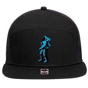 Cool Blue Astronaut 7 Panel Mesh Trucker Snapback Hat