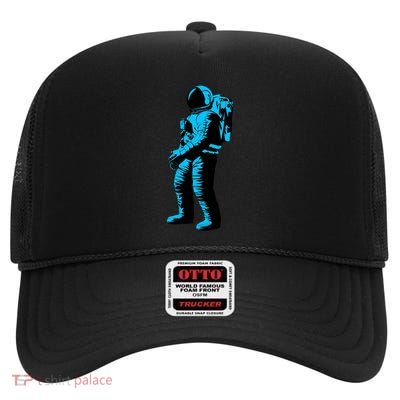 Cool Blue Astronaut High Crown Mesh Back Trucker Hat