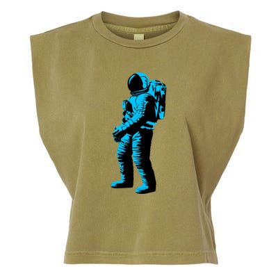 Cool Blue Astronaut Garment-Dyed Women's Muscle Tee