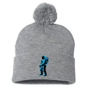 Cool Blue Astronaut Pom Pom 12in Knit Beanie