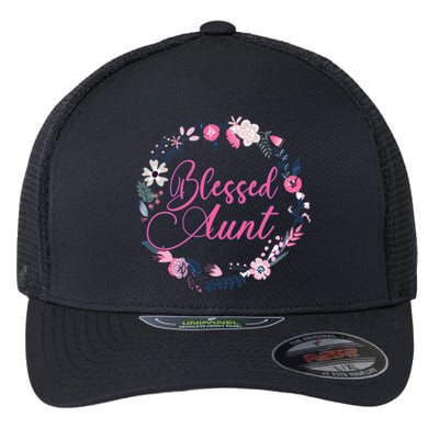 Cute Blessed Aunt New Aunty Auntie Sister Flower Gift Flexfit Unipanel Trucker Cap