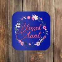 Cute Blessed Aunt New Aunty Auntie Sister Flower Gift Coaster