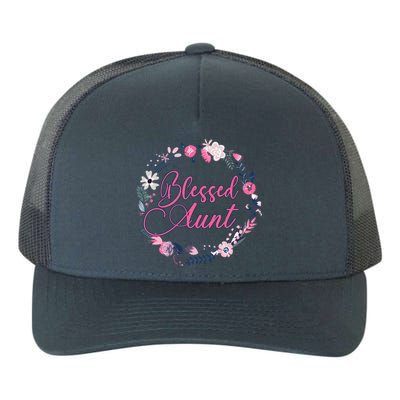 Cute Blessed Aunt New Aunty Auntie Sister Flower Gift Yupoong Adult 5-Panel Trucker Hat