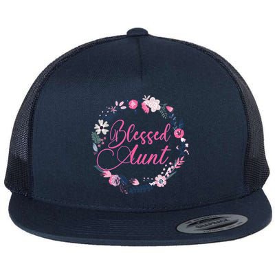 Cute Blessed Aunt New Aunty Auntie Sister Flower Gift Flat Bill Trucker Hat