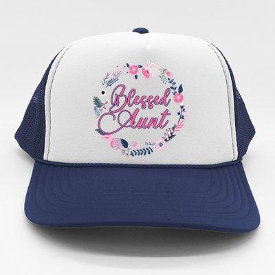 Cute Blessed Aunt New Aunty Auntie Sister Flower Gift Trucker Hat