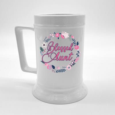 Cute Blessed Aunt New Aunty Auntie Sister Flower Gift Beer Stein