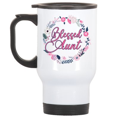 Cute Blessed Aunt New Aunty Auntie Sister Flower Gift Stainless Steel Travel Mug