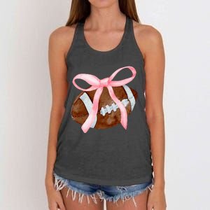 Coquette Bow American Football Game Day Thanksgiving Autumn Women's Knotted Racerback Tank