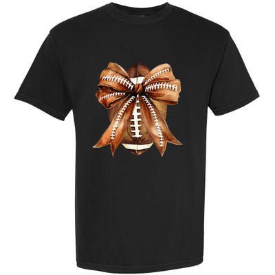 Coquette Bow American Football Game Day Thanksgiving Autumn Garment-Dyed Heavyweight T-Shirt