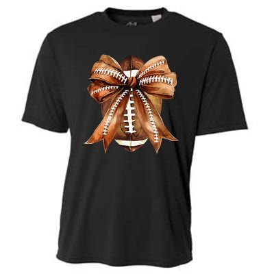 Coquette Bow American Football Game Day Thanksgiving Autumn Cooling Performance Crew T-Shirt