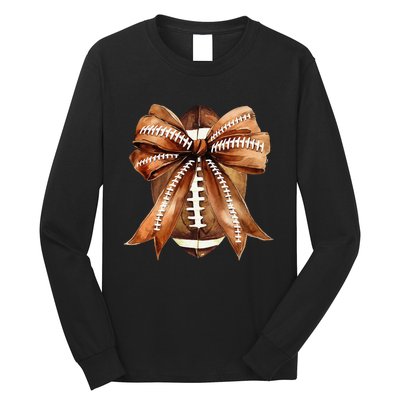 Coquette Bow American Football Game Day Thanksgiving Autumn Long Sleeve Shirt