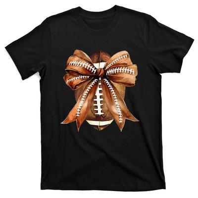 Coquette Bow American Football Game Day Thanksgiving Autumn T-Shirt