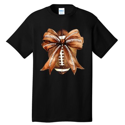 Coquette Bow American Football Game Day Thanksgiving Autumn Tall T-Shirt