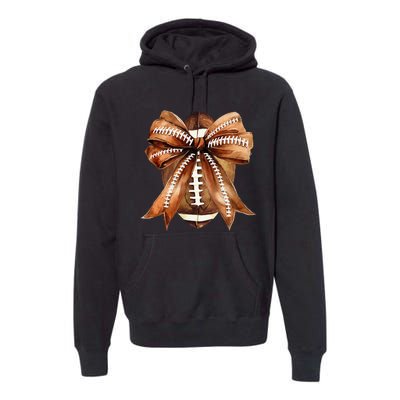 Coquette Bow American Football Game Day Thanksgiving Autumn Premium Hoodie