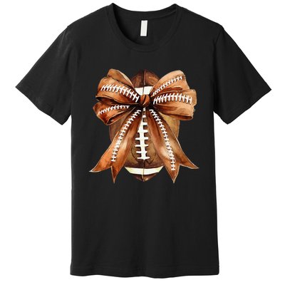 Coquette Bow American Football Game Day Thanksgiving Autumn Premium T-Shirt