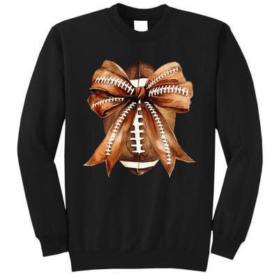 Coquette Bow American Football Game Day Thanksgiving Autumn Tall Sweatshirt