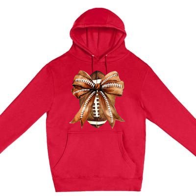 Coquette Bow American Football Game Day Thanksgiving Autumn Premium Pullover Hoodie