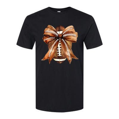 Coquette Bow American Football Game Day Thanksgiving Autumn Softstyle CVC T-Shirt