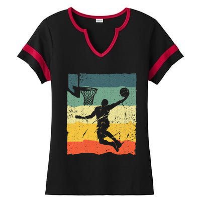 Cool Basketball Art For Men Women Vintage Basketball Player Ladies Halftime Notch Neck Tee