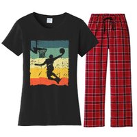 Cool Basketball Art For Men Women Vintage Basketball Player Women's Flannel Pajama Set