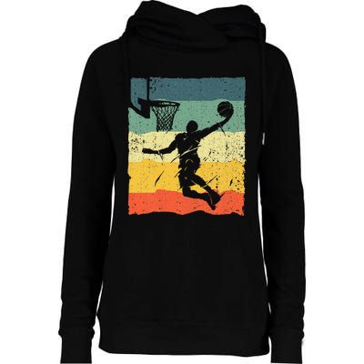 Cool Basketball Art For Men Women Vintage Basketball Player Womens Funnel Neck Pullover Hood