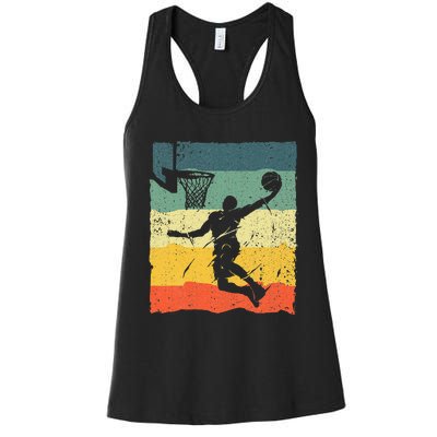 Cool Basketball Art For Men Women Vintage Basketball Player Women's Racerback Tank