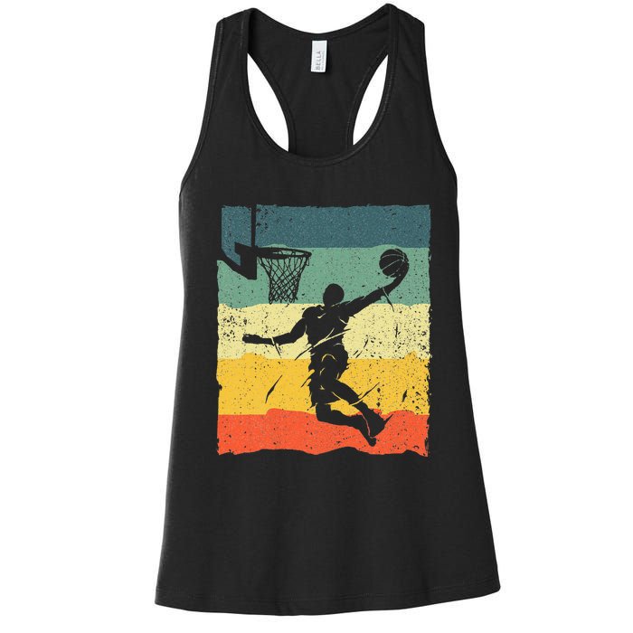 Cool Basketball Art For Men Women Vintage Basketball Player Women's Racerback Tank