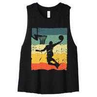 Cool Basketball Art For Men Women Vintage Basketball Player Women's Racerback Cropped Tank