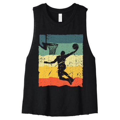 Cool Basketball Art For Men Women Vintage Basketball Player Women's Racerback Cropped Tank