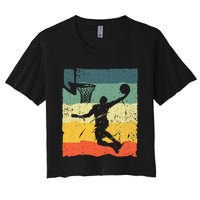 Cool Basketball Art For Men Women Vintage Basketball Player Women's Crop Top Tee