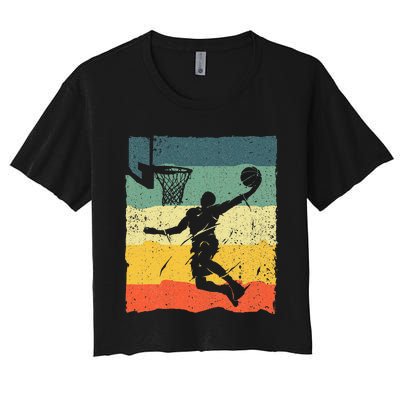 Cool Basketball Art For Men Women Vintage Basketball Player Women's Crop Top Tee