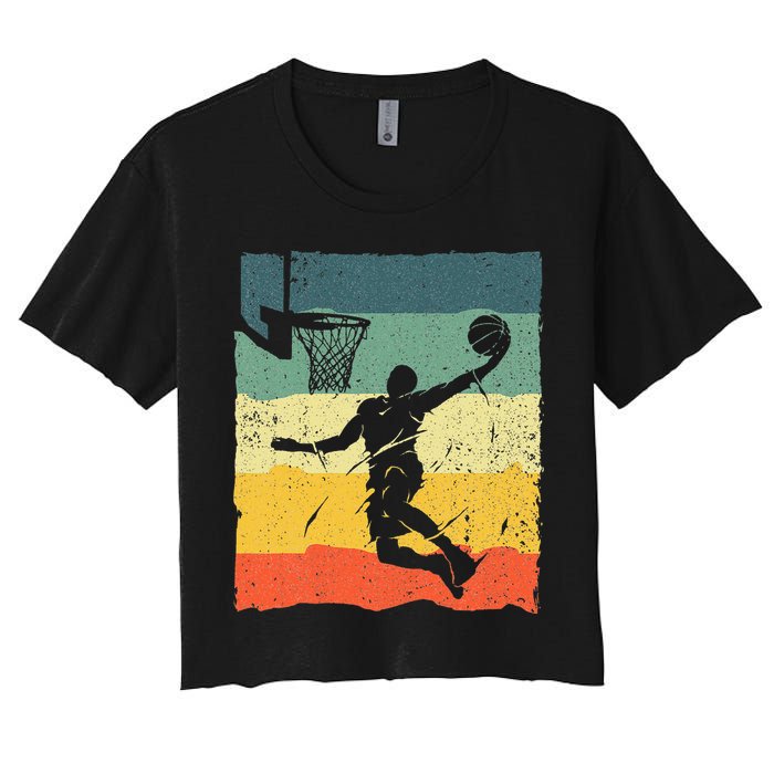 Cool Basketball Art For Men Women Vintage Basketball Player Women's Crop Top Tee