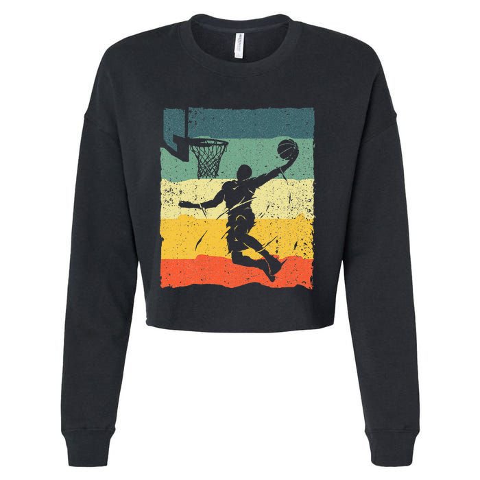 Cool Basketball Art For Men Women Vintage Basketball Player Cropped Pullover Crew