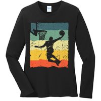 Cool Basketball Art For Men Women Vintage Basketball Player Ladies Long Sleeve Shirt