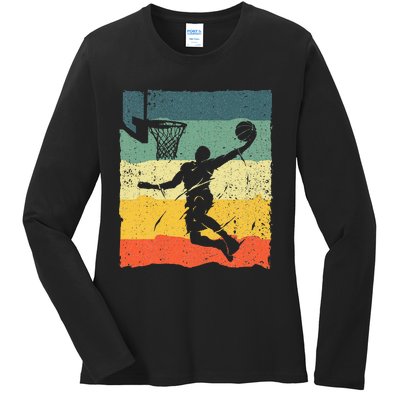 Cool Basketball Art For Men Women Vintage Basketball Player Ladies Long Sleeve Shirt