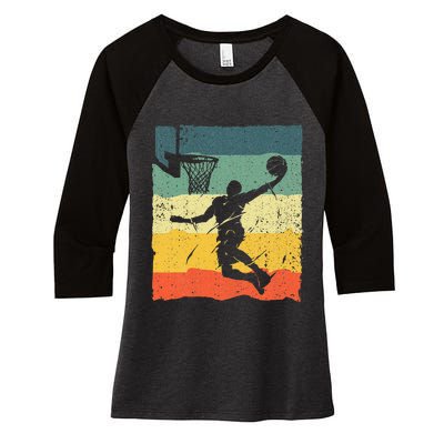 Cool Basketball Art For Men Women Vintage Basketball Player Women's Tri-Blend 3/4-Sleeve Raglan Shirt