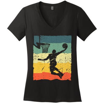 Cool Basketball Art For Men Women Vintage Basketball Player Women's V-Neck T-Shirt