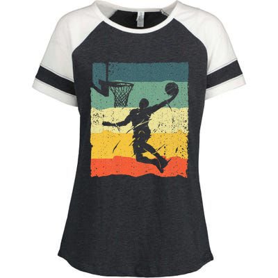 Cool Basketball Art For Men Women Vintage Basketball Player Enza Ladies Jersey Colorblock Tee