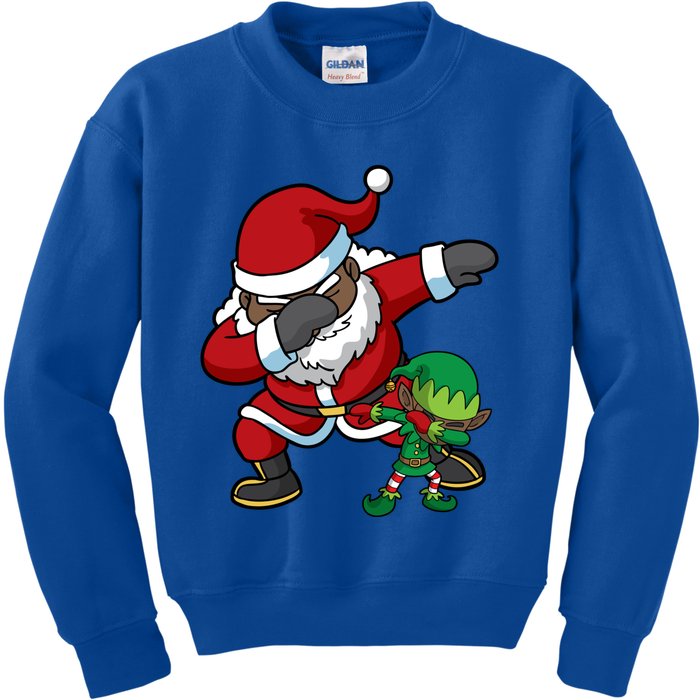 Christmas Black African American Dabbing Santa Claus Dab Gift Kids Sweatshirt