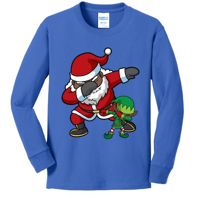 Christmas Black African American Dabbing Santa Claus Dab Gift Kids Long Sleeve Shirt