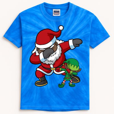 Christmas Black African American Dabbing Santa Claus Dab Gift Kids Tie-Dye T-Shirt