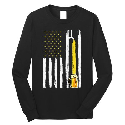 Craft Beer American Flag USA 4th Of July Brewery America Long Sleeve Shirt