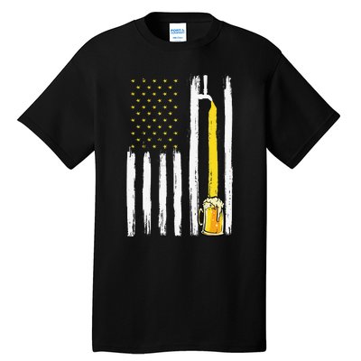 Craft Beer American Flag USA 4th Of July Brewery America Tall T-Shirt