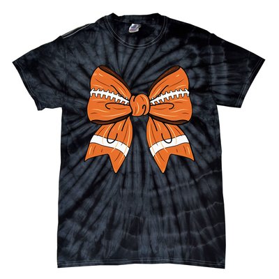 Coquette Bow American Football Thanksgiving Tie-Dye T-Shirt