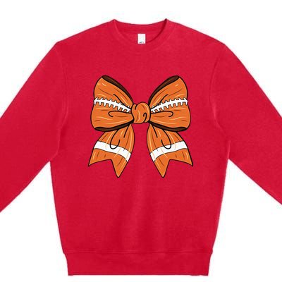 Coquette Bow American Football Thanksgiving Premium Crewneck Sweatshirt