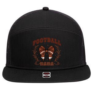 Coquette Bow American Football Mama Thanksgiving Autumn Fall 7 Panel Mesh Trucker Snapback Hat